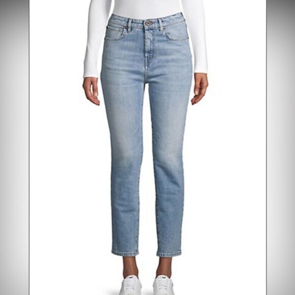 MaxMara Weekend high rise light wash cropped cigarette jean size 12 - Picture 1 of 8